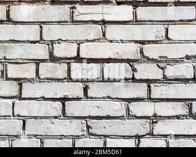 textured construction background - outdoor wall of old from house from white bricks Stock Photo