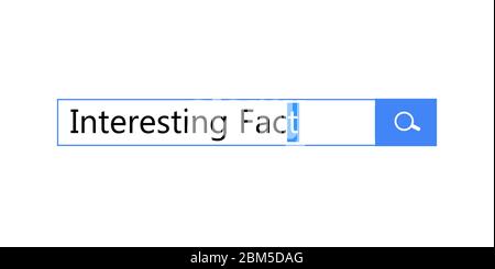 Search query in search bar for browser, template for site is an interesting fact and did you know, question bar, panel, window, vector illustration. Stock Vector