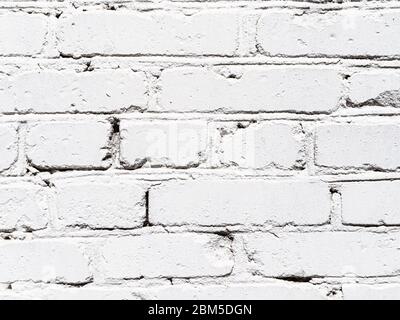 construction background - outdoor wall of house from white painted bricks Stock Photo