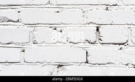 panoramic construction background - outdoor wall of house from white colored bricks Stock Photo
