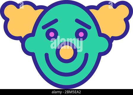 cute miserable clown icon vector outline illustration Stock Vector