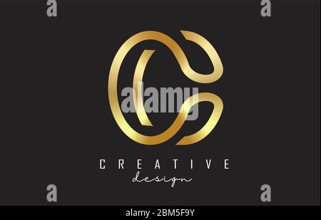 Golden and Bold Wired Monogram C Letter Logo with luxury design. Creative and simple golden C icon. Graphic C Vector Illustration. Stock Vector