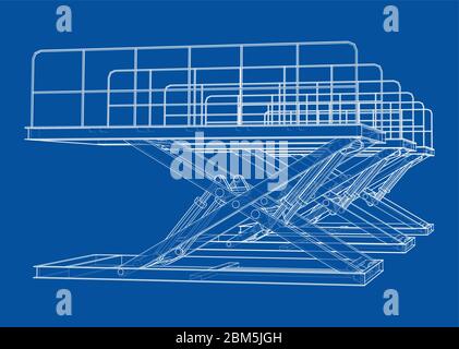 Scissors lift concept outline. Vector Stock Vector