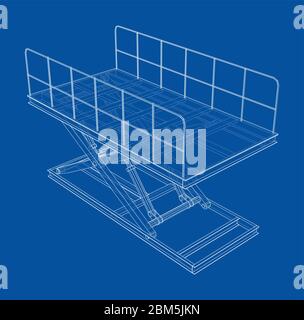 Scissors lift concept outline. Vector Stock Vector