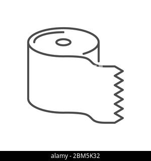 Toilet paper related vector thin line icon. Stock Vector