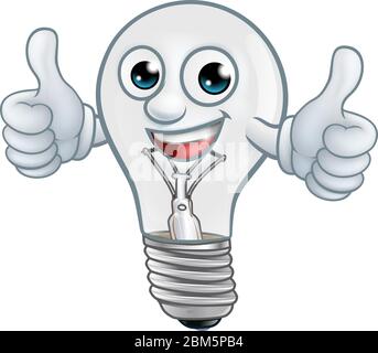Light Bulb Cartoon Character Lightbulb Mascot Stock Vector