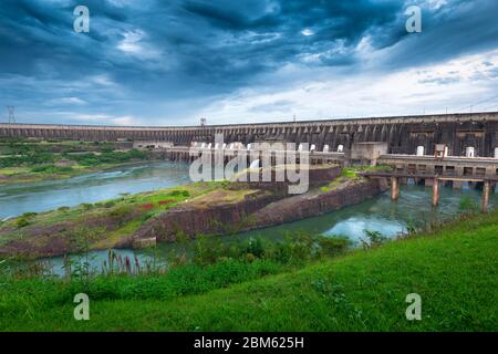 Border of Brazil and Paraguay, South America - Itaipu Hydroelectric Dam on the Parana River. Stock Photo