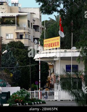 14 Feb 2020 - Nicosia, Cyprus: Guard house at the border 'Green Line' in Nicosia, Cyprus Stock Photo