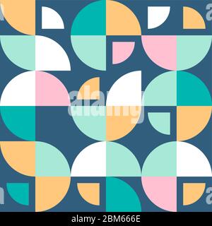 Scandinavian abstract pattern from circles and quarters. Vector repeating scandinavian geometric design Stock Vector