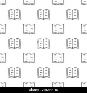 Seamless pattern from simple hand drawn open book doodle. Isolated on white background. Vector stock illustration. Stock Vector