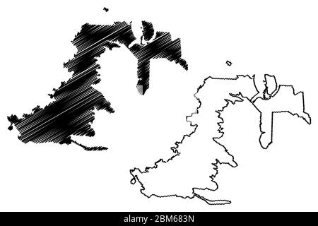 Bratsk City (Russian Federation, Russia, Irkutsk Oblast) map vector illustration, scribble sketch City of Bratsk map Stock Vector