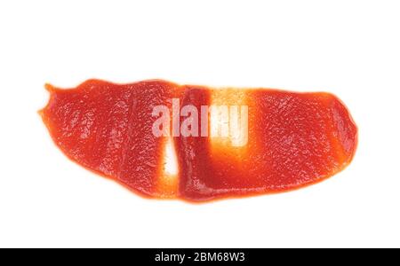 Close-up stain of red ketchup isolated on white background Stock Photo