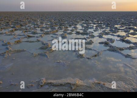 Colorful landscape of Danakil desert with salt flats, Ethiopia Stock Photo