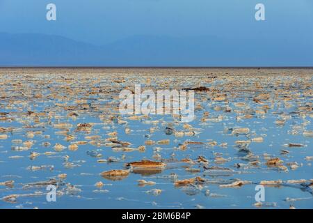 Colorful landscape of Danakil desert with salt flats, Ethiopia Stock Photo