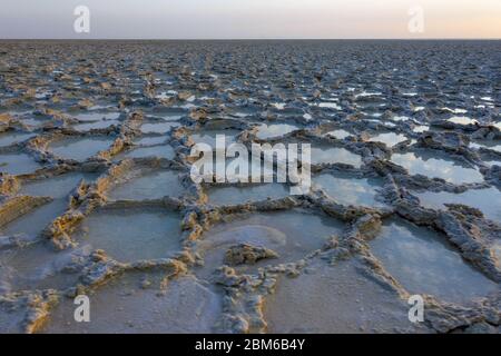 Colorful landscape of Danakil desert with salt flats, Ethiopia Stock Photo