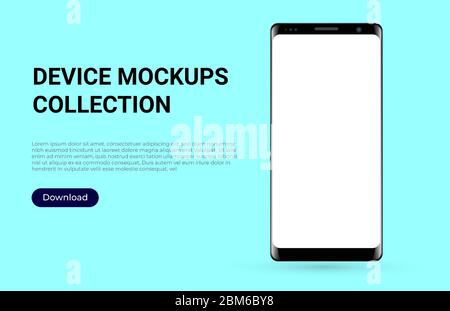 Phone mockup front view 3d realistic template. Smartphone for applications, web design, webpages, banners, landings, presentations. Stock Vector