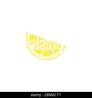 Lemon slice closeup isolated. Juicy ripe citrus. Stock Vector