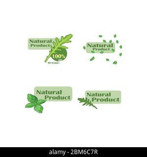 Colorful organic food logo collection of flat vector logo isolated Stock Vector