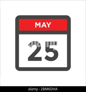 May 25 calendar icon - day of month Stock Vector