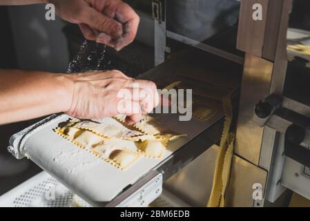 Processo Di Produzione Di Ravioli, Tortellini E Cappelletti, Pasta  Tipicamente Italiana Fresca - Le Mani Dello Chef Fanno La Fari Immagine  Stock - Immagine di chiusura, uovo: 173257317