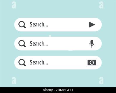 Search bar vector design element. Set of search bar boxes. UI interface template isolated on white background Stock Vector