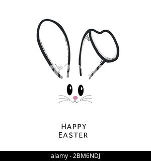 Bunny & rabbit ear and simple bunny face text with Happy Easter. Fabric,  T-shirt design, photo, easter element vector illustration.eps Stock Vector  Image & Art - Alamy