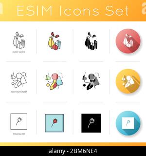 Abstract art movements icons set Stock Vector