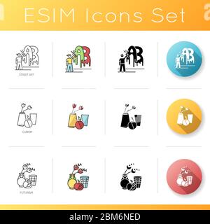 Cultural movements icons set Stock Vector
