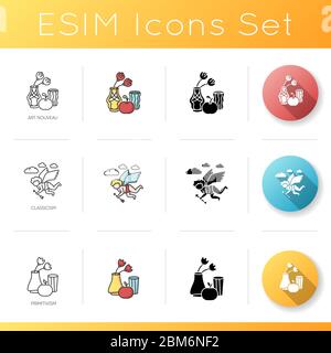 Art styles icons set Stock Vector