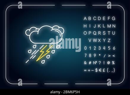 Thunderstorm neon light icon Stock Vector