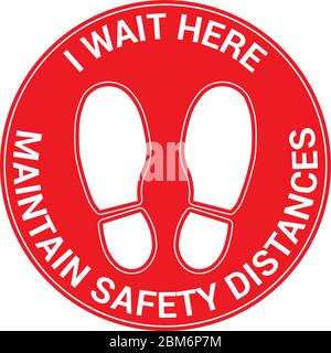 Floor signal for social distancing antivirus, english language, vector illustration Stock Vector
