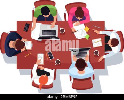 Business meeting semi flat RGB color vector illustration Stock Vector