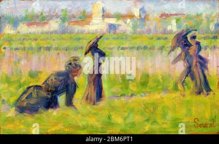 Georges Seurat, Figures in a Landscape, painting, circa 1883 Stock Photo