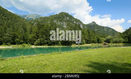 Zavrsnica lake near Jesenice in Slovenia, Europe on a beautiful summer morning. Stock Photo
