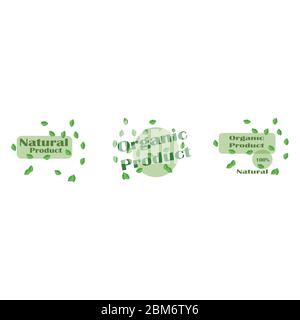 Vector set of flat design icon natural, organic product isolated. Stock Vector