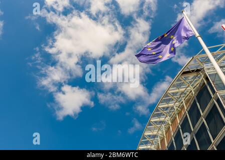 European investment bank building in Luxembourg. It is the European Union's nonprofit lending institution established in 1958, Kirchberg. Stock Photo