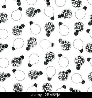 Black light bulbs seamless vector pattern background Stock Vector