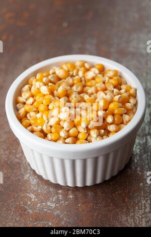 Healthy eating,  kernel of popcorn close up Stock Photo