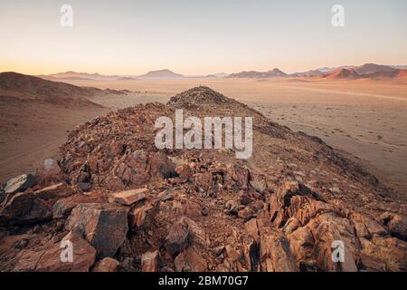 Rocky desert scene in the Namib-Naukluft desert just outside the Desert Homestead Lodge Stock Photo