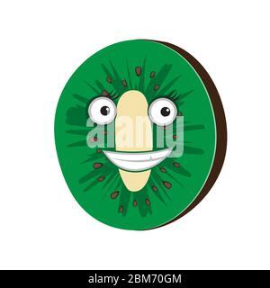 Kiwi cartoon character on a white isolated background. Vector image Stock Vector