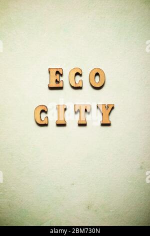 Eco city text in a colored paper Stock Photo - Alamy
