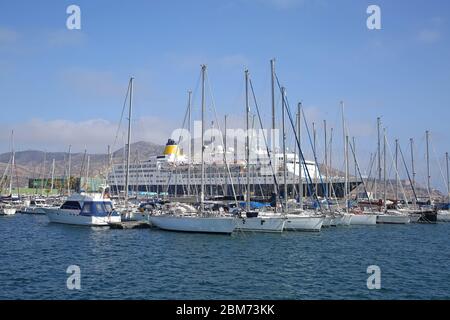 The marina & cruise port of Cartagena lies on the coast of Murcia in south-east Spain. Stock Photo