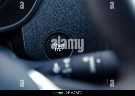 Engine start button in a modern car interior Stock Photo