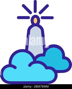 luminous figure of god in sky among clouds icon vector outline illustration Stock Vector