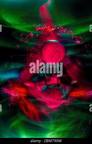 Light Painting with a Glass Ball Stock Photo