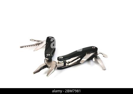 multi tool black on a white background close-up Stock Photo