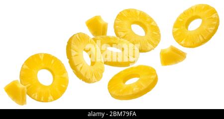 Canned pineapple rings isolated on white background Stock Photo