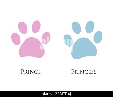 Dog paw print. Girl, Boy. Prince, Princess Stock Vector