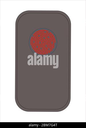 Biometric fingerprint for identifying a person on a smartphone. Stock Vector