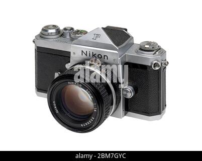 Nikon F Prism Camera with 50 mm f/1.4 lens Stock Photo